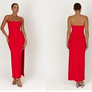 NWT Meshki Addison Recycled Nylon Cupped Maxi Dress – Red